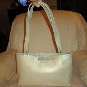Columbian Shiny Beige Leather Tote
